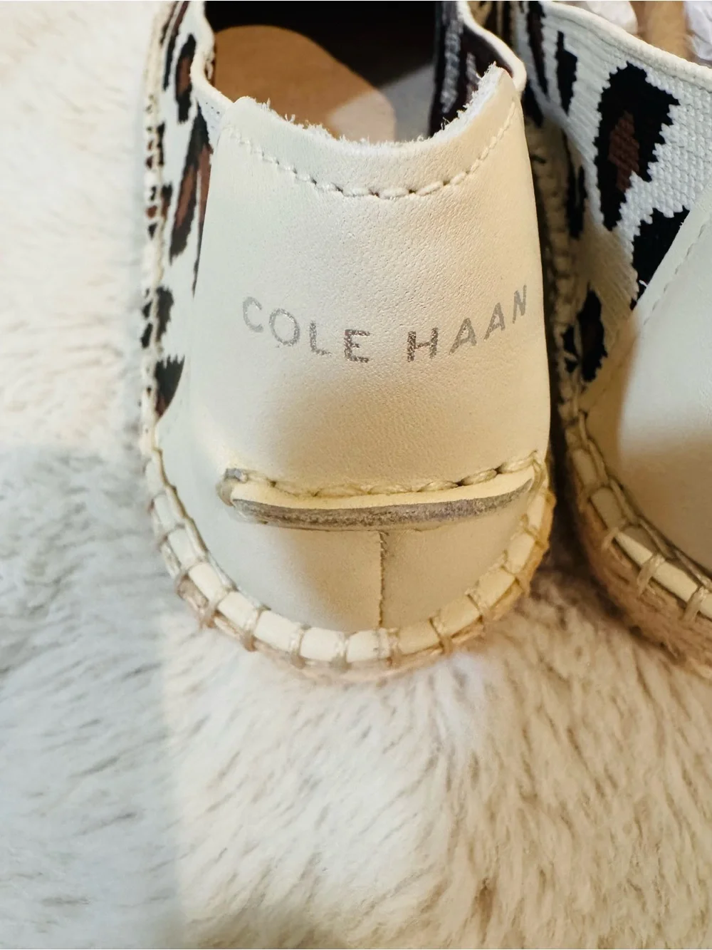 Cole Haan Leopard-Print Espadrilles in White, Brown, Black 7.5